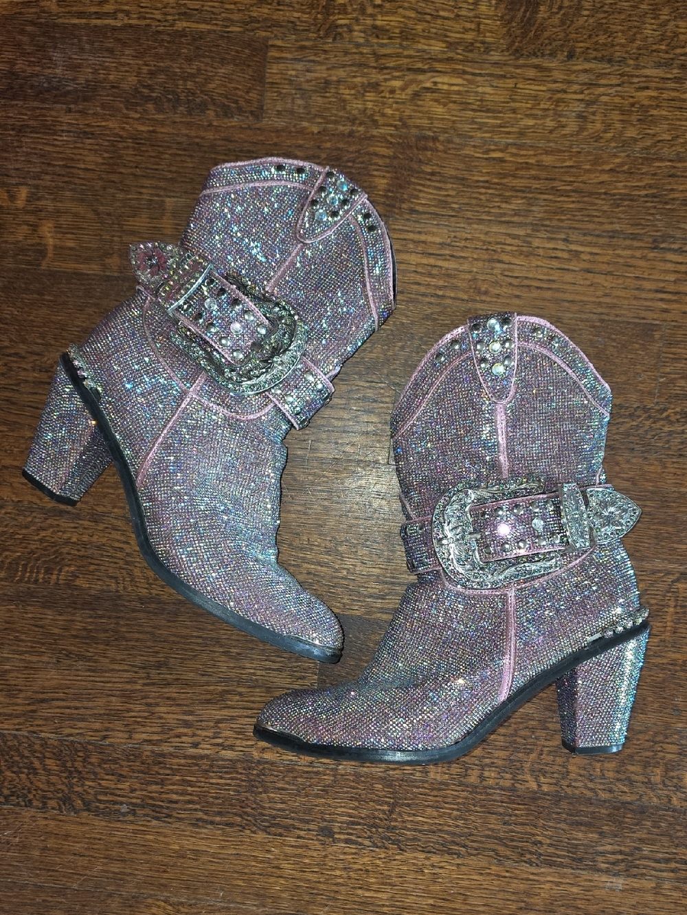 Women's Dolls Kill Club Exx Sheriff Shine Cowboy Boots Multi-Color Pink Size 11